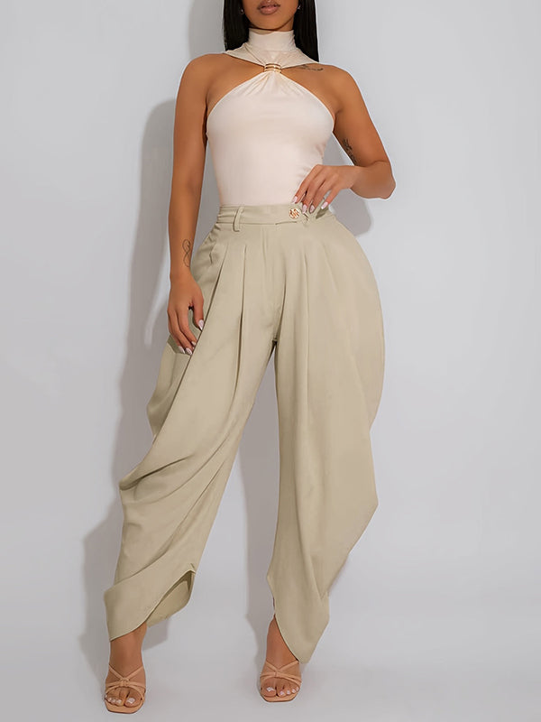 Solid Ruched Pants