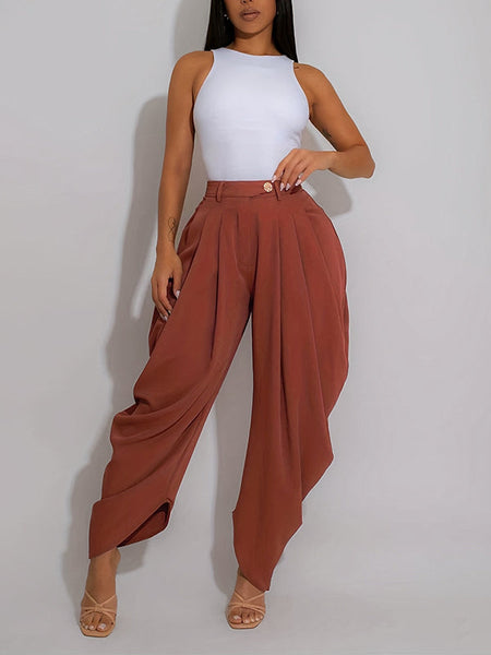 Solid Ruched Pants