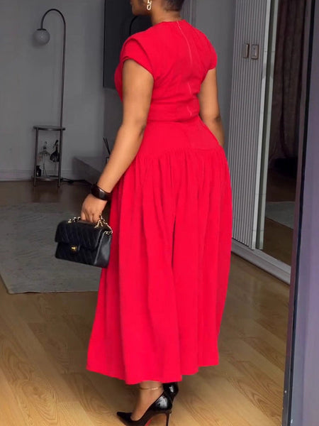 Solid Ruched Midi Dress