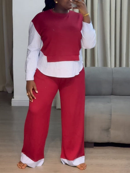 Stripe Combo Sweatshirt & Pants Set