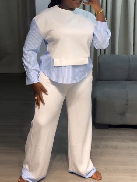 Stripe Combo Sweatshirt & Pants Set