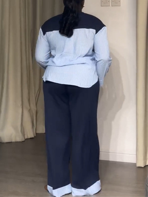 Stripe Combo Sweatshirt & Pants Set