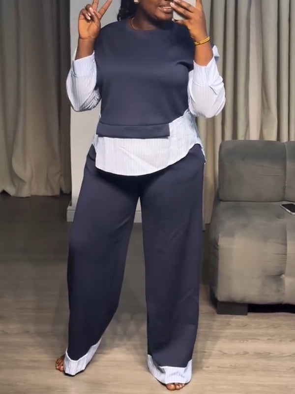 Stripe Combo Sweatshirt & Pants Set