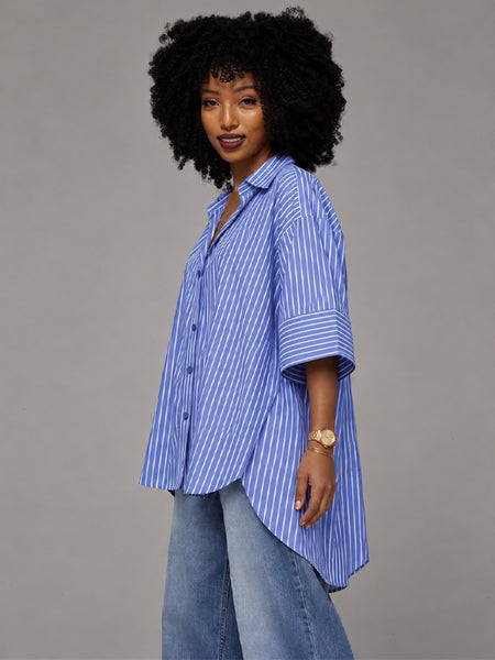 Stripe High-Low Tunic Shirt