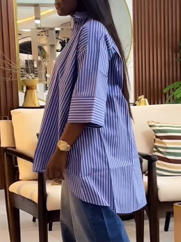Stripe High-Low Tunic Shirt