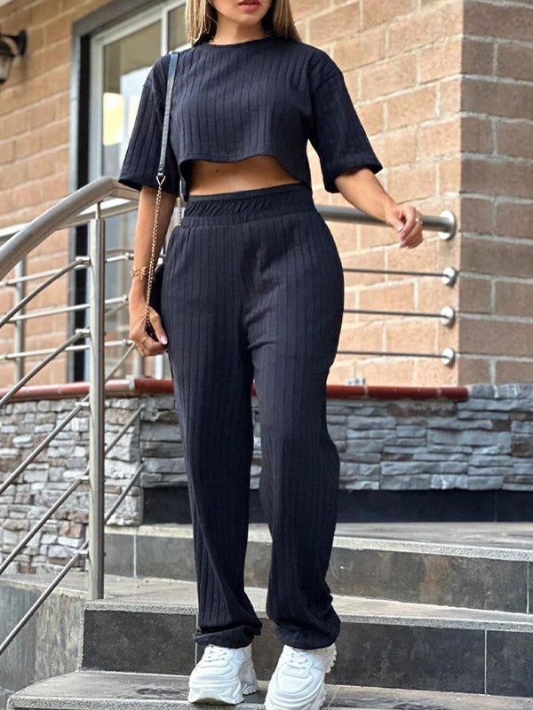 Ribbed Tee & Pants Set
