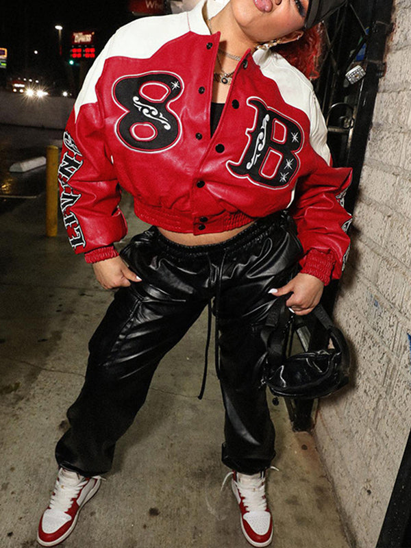 Faux-Leather Bomber Jacket