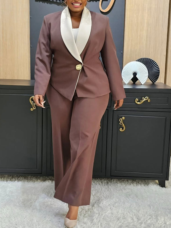 Two-Tone Blazer & Pants Set