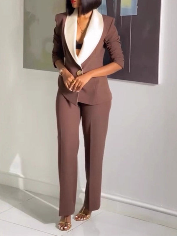 Two-Tone Blazer & Pants Set