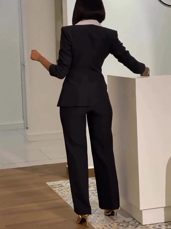Two-Tone Blazer & Pants Set