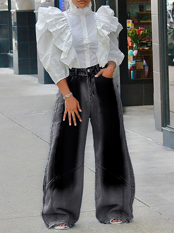Ombre Wide-Leg Jeans