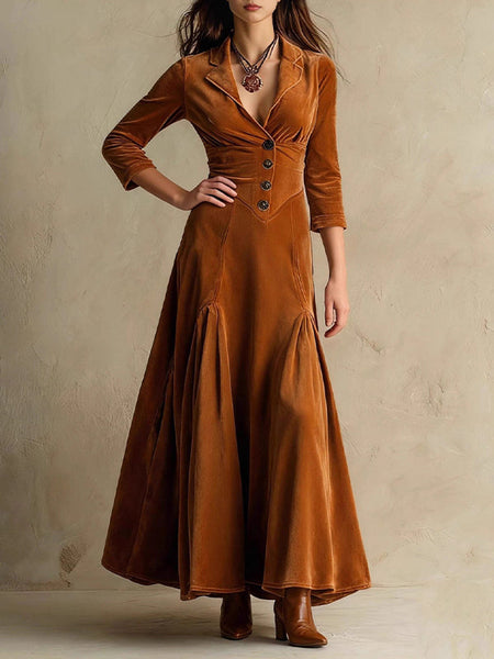 Solid Button-Front Maxi Dress