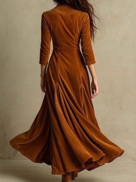 Solid Button-Front Maxi Dress