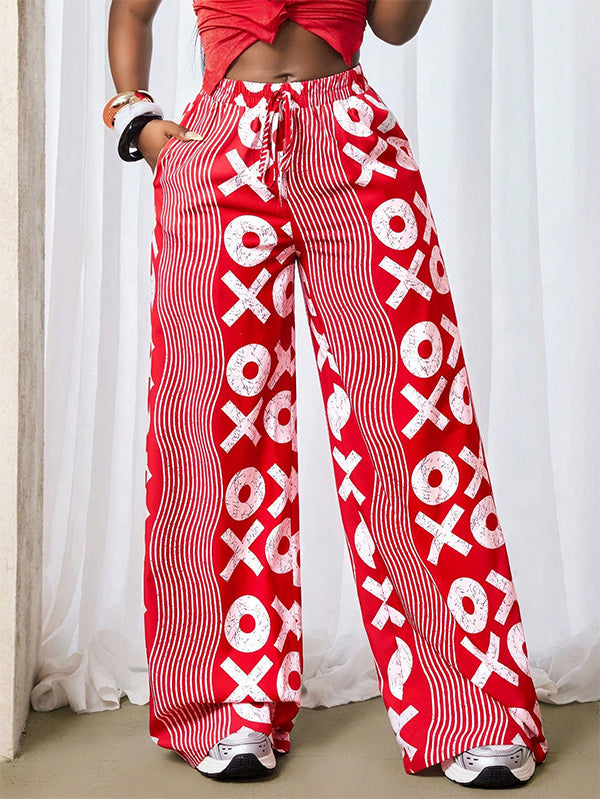 Printed Wide-Leg Pants