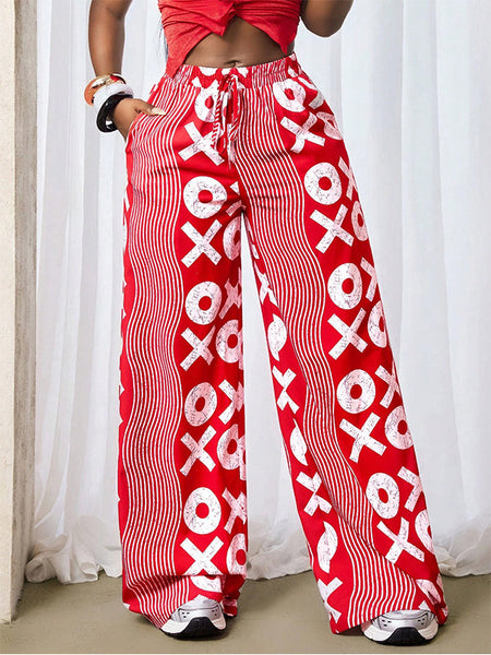 Printed Wide-Leg Pants