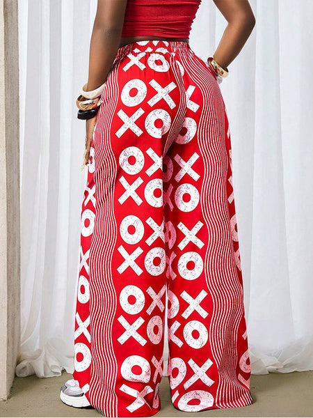 Printed Wide-Leg Pants