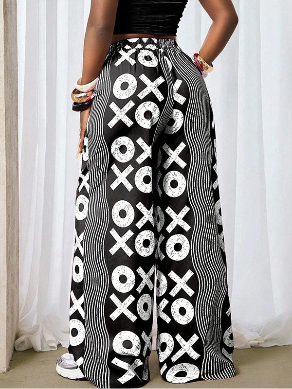 Printed Wide-Leg Pants