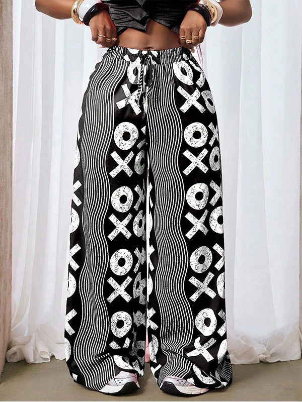 Printed Wide-Leg Pants