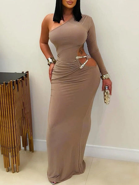 One-Shoulder Cutout Maxi Dress