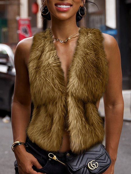 Faux-Fur Halter Top
