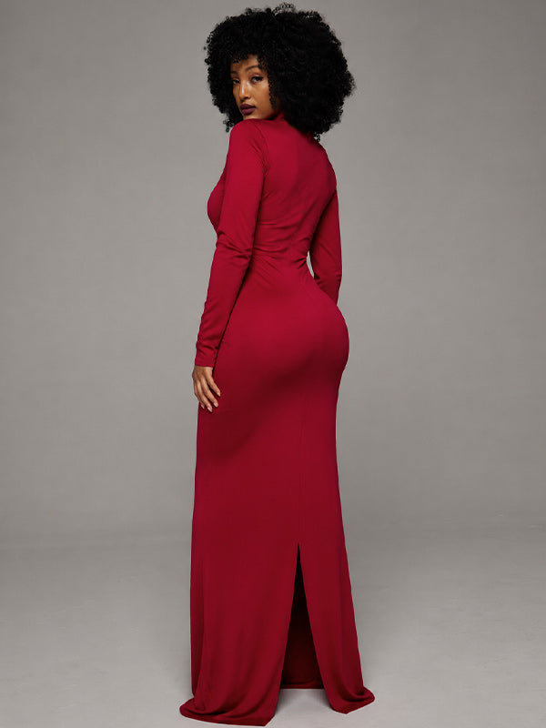 Asymmetric-Neck Maxi Dress