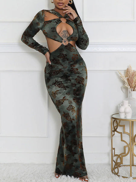Printed Cutout Maxi Dress