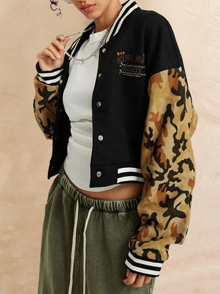 Printed Combo Bomber Jacket
