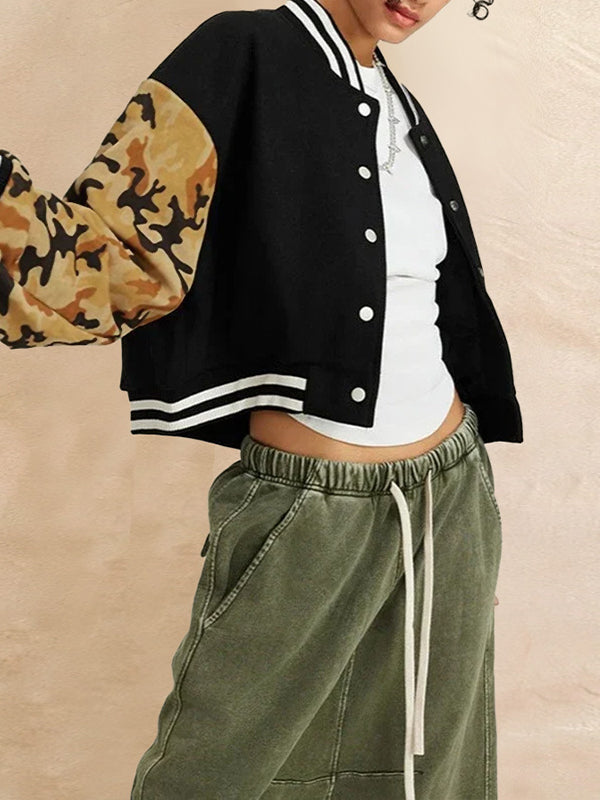Printed Combo Bomber Jacket
