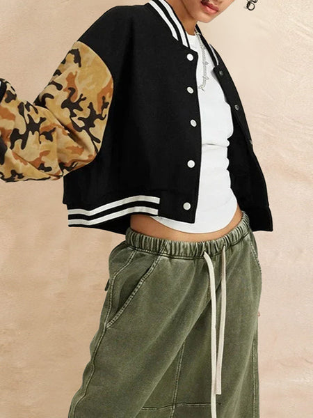 Printed Combo Bomber Jacket