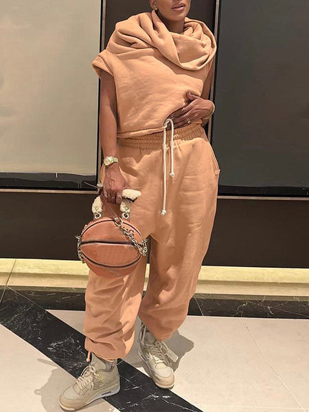 Off-Shoulder Drawstring Top & Pants Set