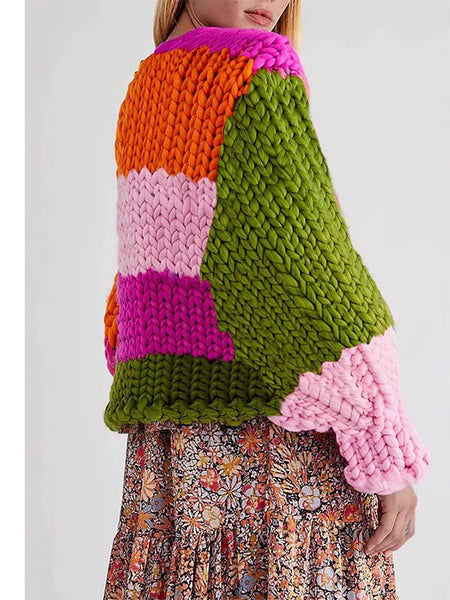 Colorblock Open-Front Cardigan