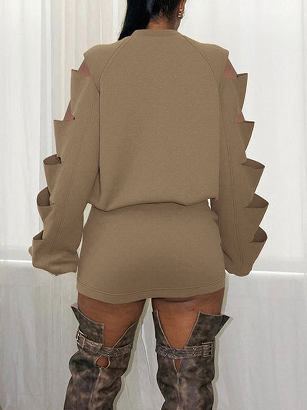 Ripped Sweatshirt & Skirt Set