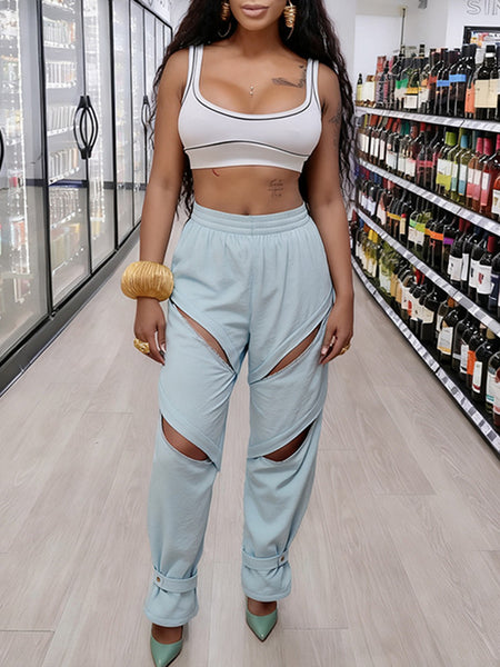 Tied-Cuff Zip Pants
