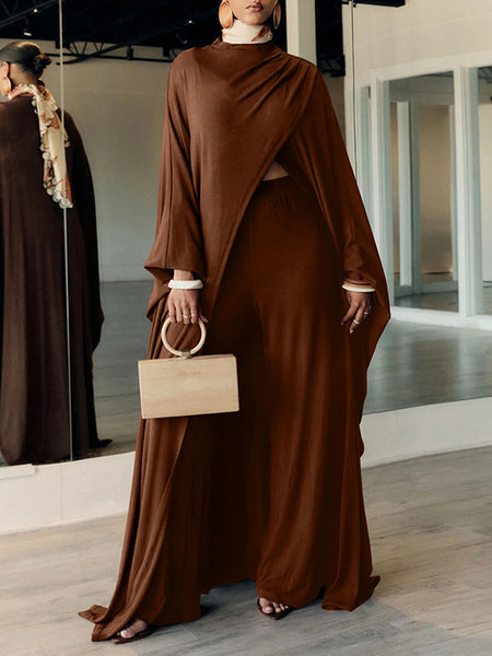 Solid Slit Tunic Top & Pants Set