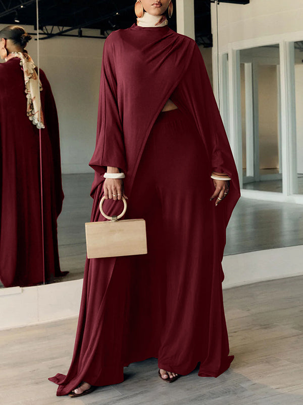 Solid Slit Tunic Top & Pants Set