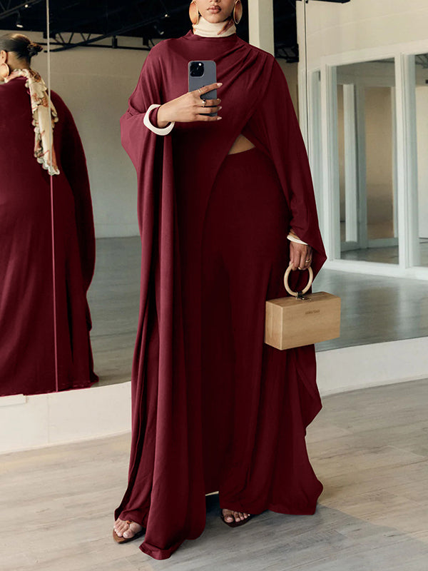 Solid Slit Tunic Top & Pants Set
