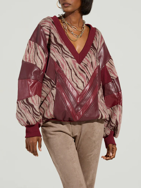 Printed-Combo V-Neck Top