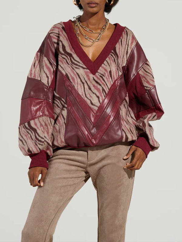 Printed-Combo V-Neck Top