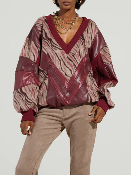 Printed-Combo V-Neck Top
