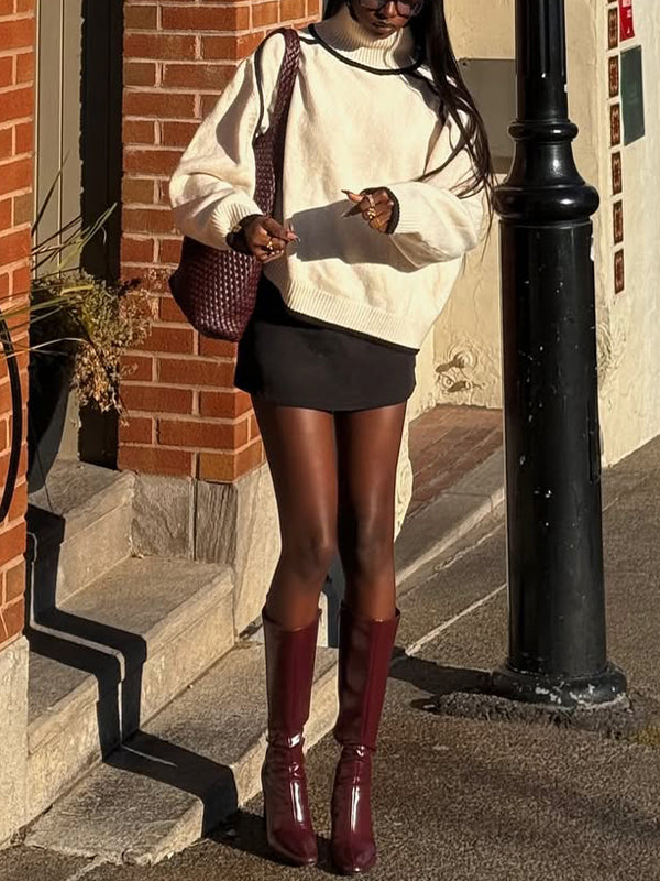 Piping Turtleneck Sweater