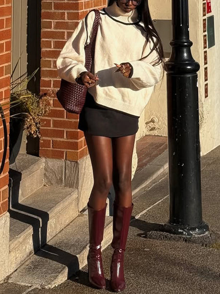 Piping Turtleneck Sweater