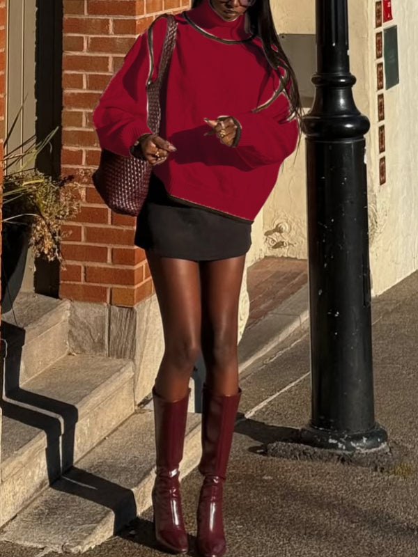 Piping Turtleneck Sweater