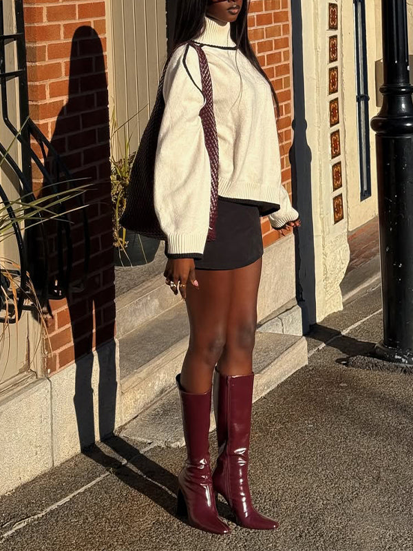 Piping Turtleneck Sweater