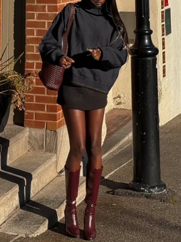 Piping Turtleneck Sweater