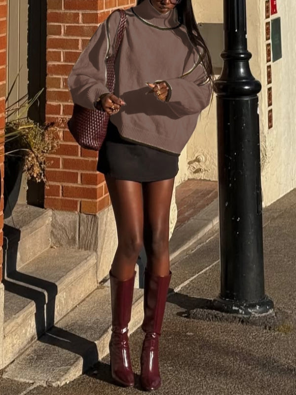 Piping Turtleneck Sweater