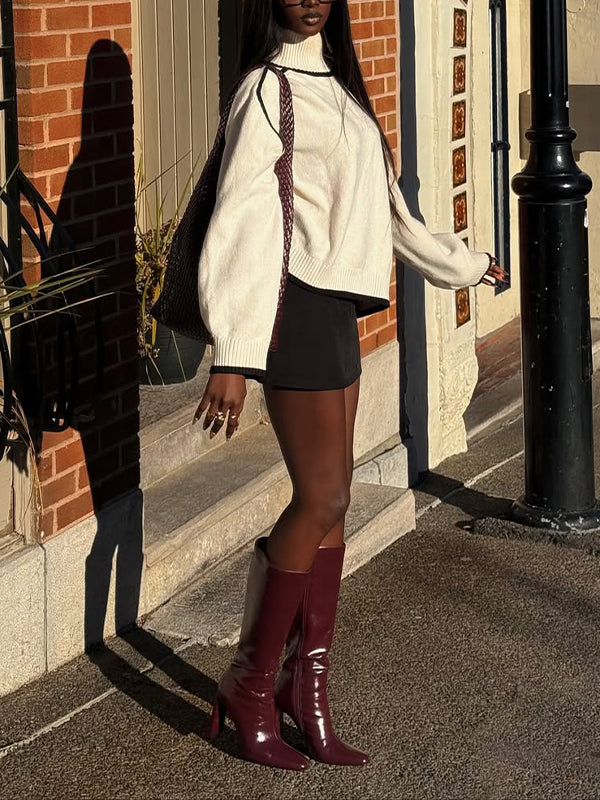 Piping Turtleneck Sweater