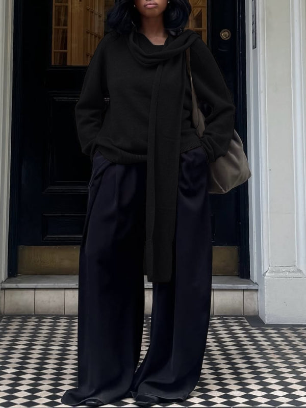 Solid Draped Sweater