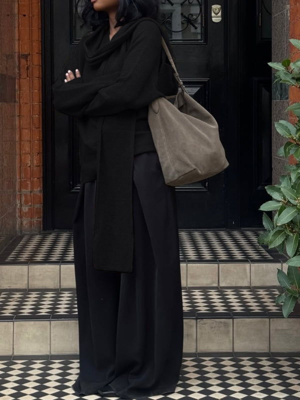 Solid Draped Sweater