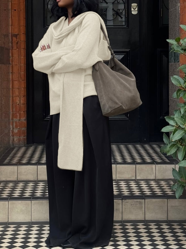 Solid Draped Sweater