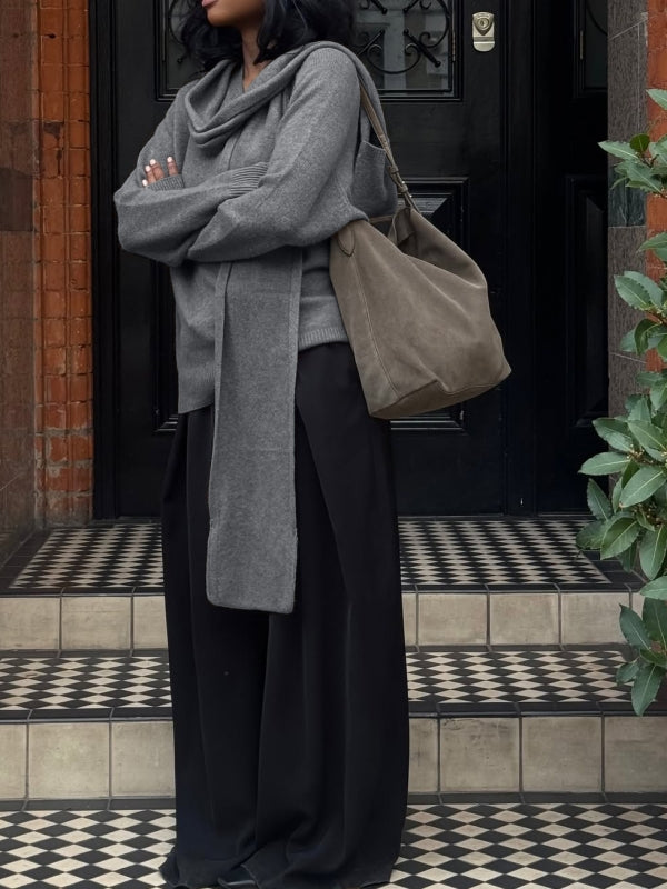 Solid Draped Sweater